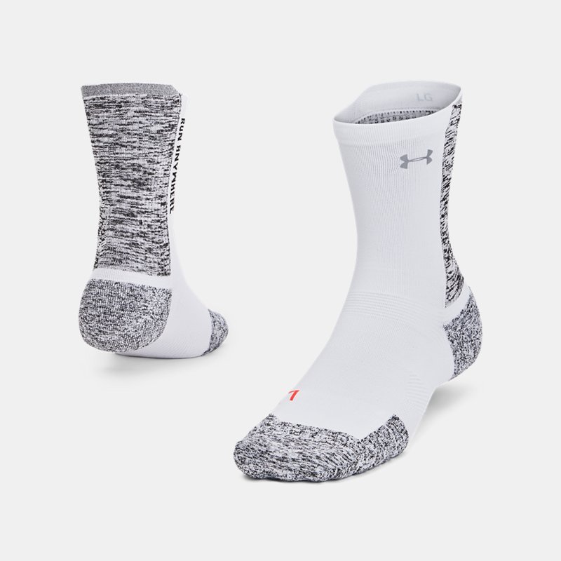 Unisex sokken Under Armour ArmourDry™ Run Cushion Mid-Crew Wit / Zwart / Reflecterend M